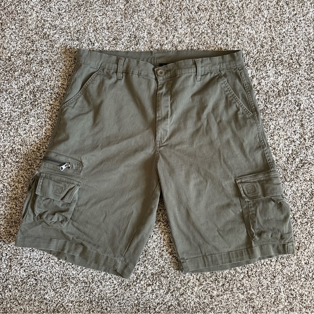Lincoln Outfitters Men’s Cargo Shorts Size 36 Olive Green Cotton Stretch Utility